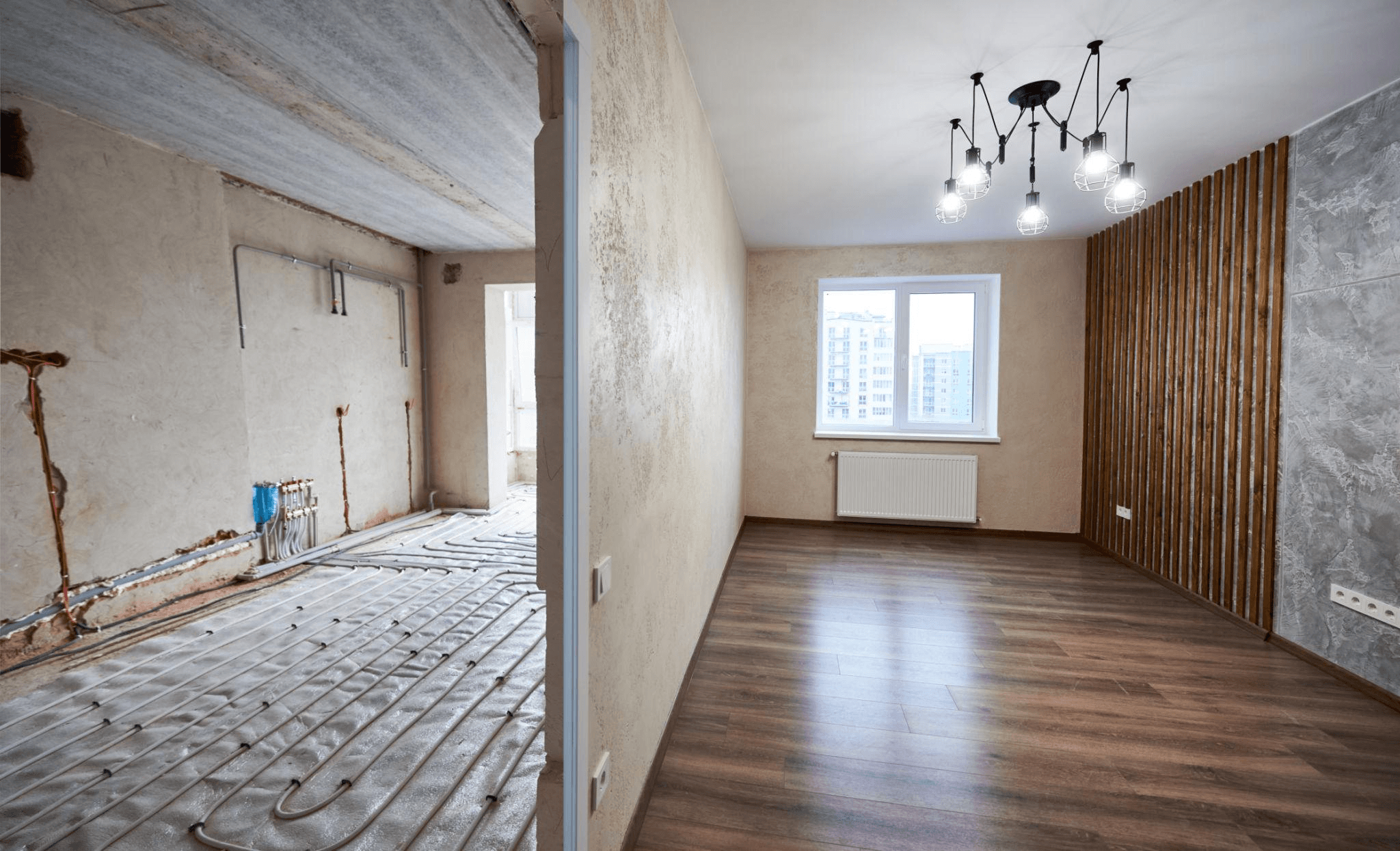 Bright rental interior under renovation